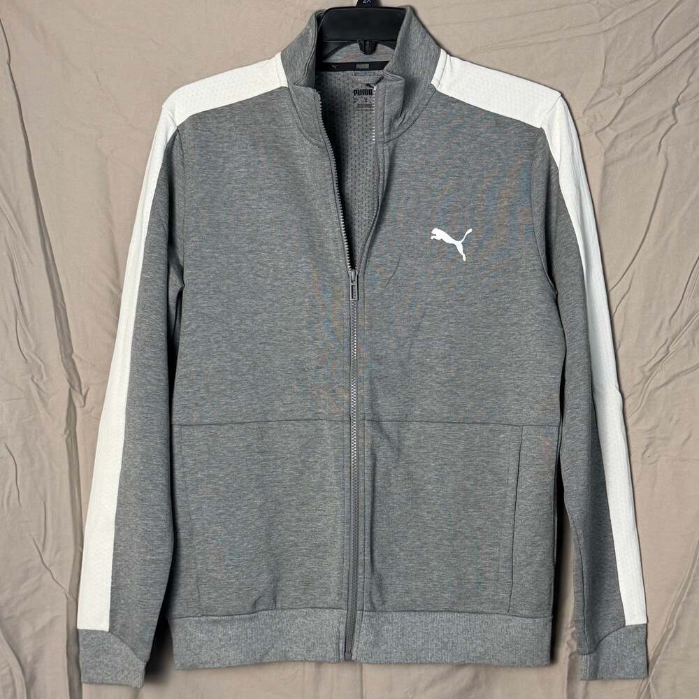Puma Track/Sweat Jacket men’s medium, nwot gray/white front pockets full zip